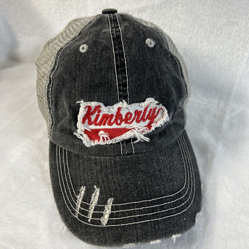 Kimberly Womens Distressed Gray Hat Adjustable Ball Cap Baseball - Picture 3 of 9